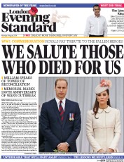 London Evening Standard () Newspaper Front Page for 5 August 2014