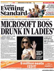 London Evening Standard () Newspaper Front Page for 5 September 2011
