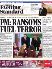 London Evening Standard () Newspaper Front Page for 5 September 2014
