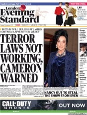 London Evening Standard () Newspaper Front Page for 6 November 2013