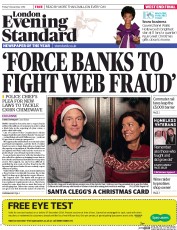 London Evening Standard () Newspaper Front Page for 6 December 2014