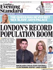 London Evening Standard () Newspaper Front Page for 6 January 2015