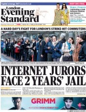London Evening Standard () Newspaper Front Page for 6 February 2014