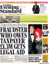 London Evening Standard () Newspaper Front Page for 6 March 2014
