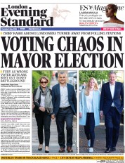 London Evening Standard () Newspaper Front Page for 6 May 2016