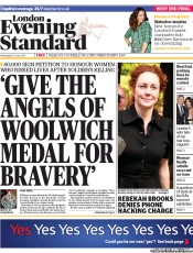 London Evening Standard () Newspaper Front Page for 6 June 2013