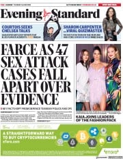 London Evening Standard () Newspaper Front Page for 6 June 2018