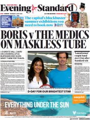 London Evening Standard () Newspaper Front Page for 6 July 2021