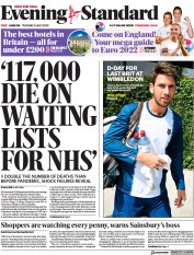 London Evening Standard () Newspaper Front Page for 6 July 2022