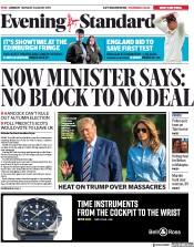 London Evening Standard () Newspaper Front Page for 6 August 2019
