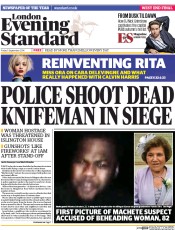 London Evening Standard () Newspaper Front Page for 6 September 2014