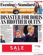 London Evening Standard () Newspaper Front Page for 6 September 2019