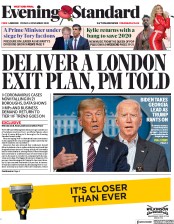 London Evening Standard () Newspaper Front Page for 7 November 2020