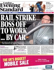 London Evening Standard () Newspaper Front Page for 7 January 2017