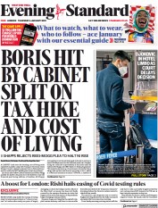 London Evening Standard () Newspaper Front Page for 7 January 2022