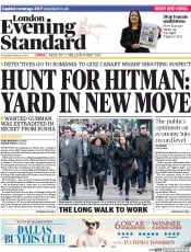 London Evening Standard () Newspaper Front Page for 7 February 2014