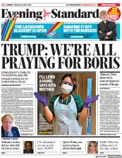 London Evening Standard () Newspaper Front Page for 7 April 2020