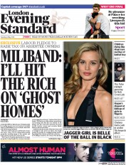 London Evening Standard () Newspaper Front Page for 7 May 2014