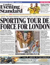 London Evening Standard () Newspaper Front Page for 7 July 2014