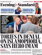 London Evening Standard () Newspaper Front Page for 7 August 2018