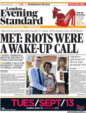 London Evening Standard () Newspaper Front Page for 7 September 2011