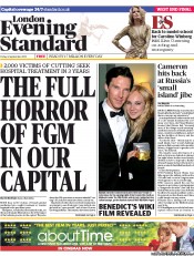 London Evening Standard () Newspaper Front Page for 7 September 2013