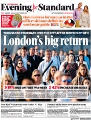 London Evening Standard () Newspaper Front Page for 7 September 2021
