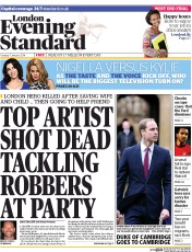 London Evening Standard () Newspaper Front Page for 8 January 2014
