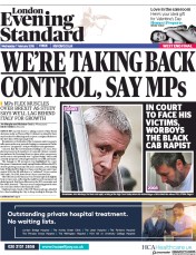 London Evening Standard () Newspaper Front Page for 8 February 2018