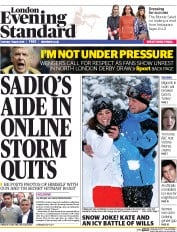 London Evening Standard () Newspaper Front Page for 8 March 2016
