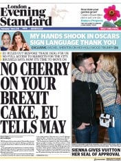 London Evening Standard () Newspaper Front Page for 8 March 2018