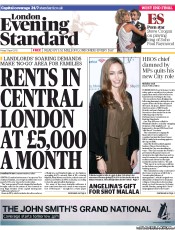 London Evening Standard () Newspaper Front Page for 8 April 2013