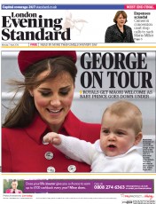 London Evening Standard () Newspaper Front Page for 8 April 2014
