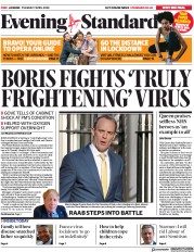 London Evening Standard () Newspaper Front Page for 8 April 2020
