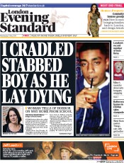 London Evening Standard () Newspaper Front Page for 8 May 2014