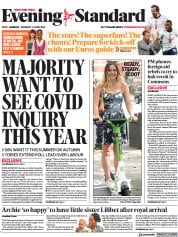 London Evening Standard () Newspaper Front Page for 8 June 2021