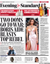 London Evening Standard () Newspaper Front Page for 8 August 2019