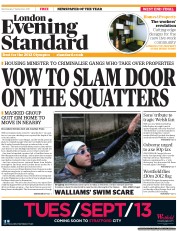 London Evening Standard () Newspaper Front Page for 8 September 2011