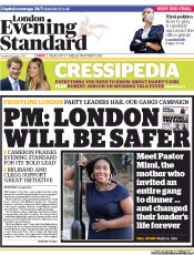 London Evening Standard () Newspaper Front Page for 9 October 2013