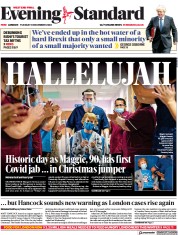London Evening Standard () Newspaper Front Page for 9 December 2020