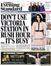 London Evening Standard () Newspaper Front Page for 9 March 2016
