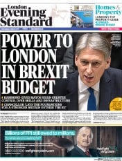 London Evening Standard () Newspaper Front Page for 9 March 2017