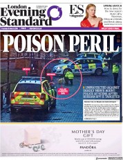 London Evening Standard () Newspaper Front Page for 9 March 2018