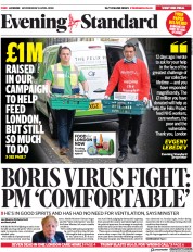 London Evening Standard () Newspaper Front Page for 9 April 2020