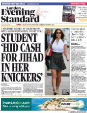 London Evening Standard () Newspaper Front Page for 9 July 2014