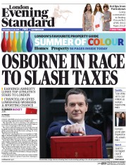 London Evening Standard () Newspaper Front Page for 9 July 2015