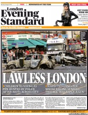London Evening Standard () Newspaper Front Page for 9 August 2011