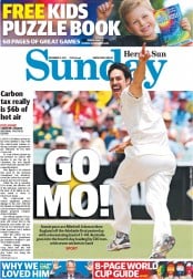 Sunday Herald Sun (Australia) Newspaper Front Page for 8 December 2013