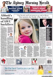 Sydney Morning Herald (Australia) Newspaper Front Page for 17 December 2012