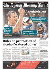 Sydney Morning Herald (Australia) Newspaper Front Page for 19 July 2013